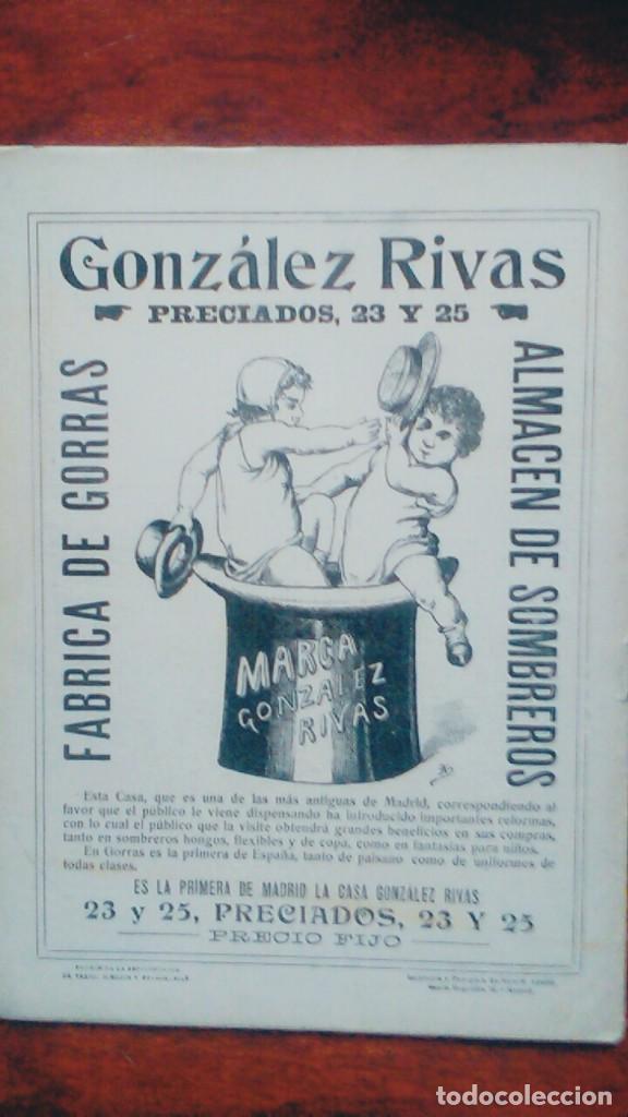 Colecionismo de cartazes: FABRICA DE GORRAS GONZALEZ RIVAS ALMACENES DE SOMBREROS MADRID HOJA PUBLICIDAD A&Ntilde;O 1906