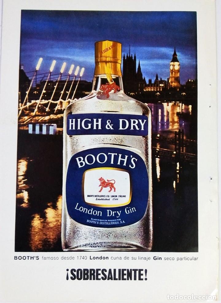 Coleccionismo de carteles: PUBLICIDAD 1965. ANUNCIO GINEBRA HIGH & DRY BOOTH'S LONDON DRY GIN