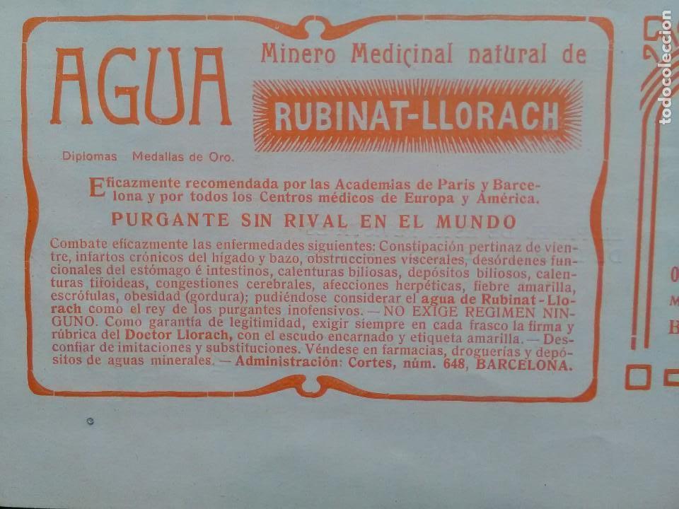 Collezionismo di affissi: AGUA MINERO MEDECINAL RUBINAT-LLORACH ANIS OJEN MALAGA PEDRO MORALES HOJA A&Ntilde;O 1905