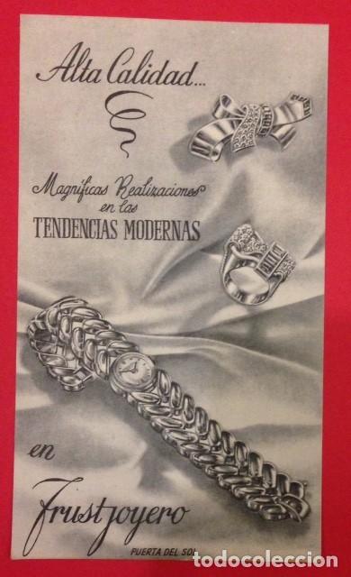 Coleccionismo de carteles: ANTIGUA PROPAGANDA  DE FRUST JOYERO