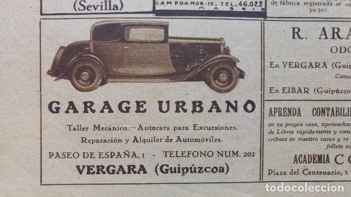 Sammeln von Plakaten: GARAGE URBANO VERGARA GUIPUZCOA HOJA PUBLICIDAD A&Ntilde;O 1939