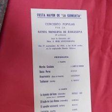 Coleccionismo de carteles: FIESTA MAYOR DE LA GUINEUETA. CONCIERTO POPULAR. 1966