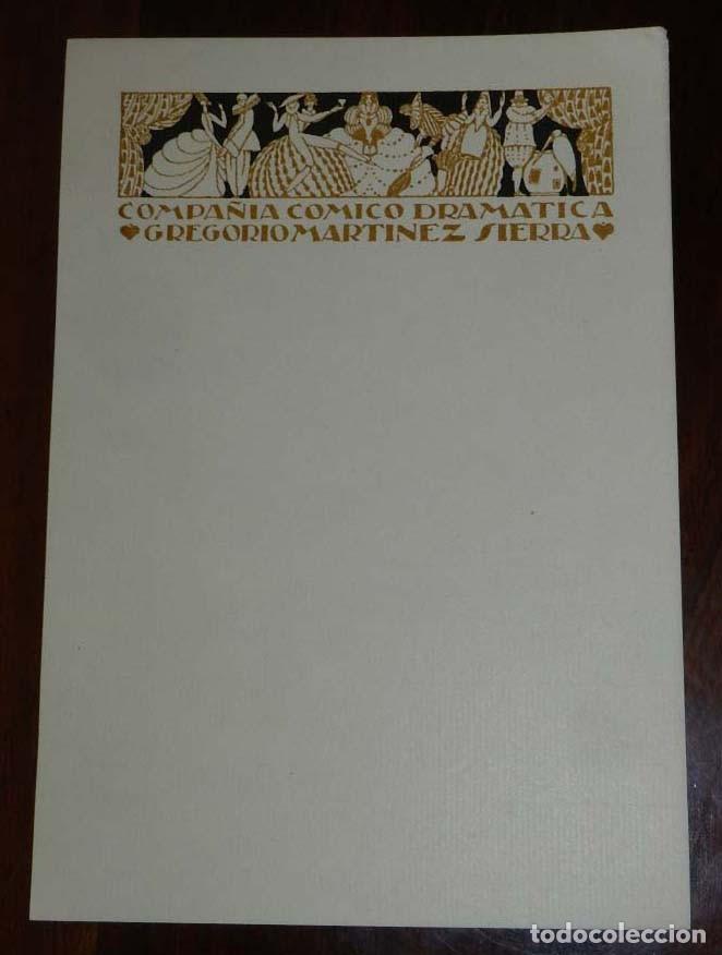 Collectionnisme d'affiches: HOJA DE LA COMPA&Ntilde;IA COMICO DRAMATICA, CON EL LOGO DE LA CIA. GREGORIO MARTINEZ SIERRA, A&Ntilde;OS 20, MIDE