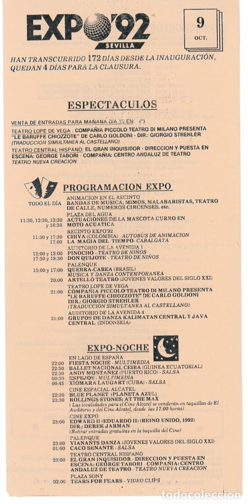 Coleccionismo de carteles: Programa diario Expo 92 del 08.09.92 - Foto 1