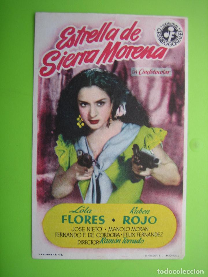 Coleccionismo de carteles: 10 programa de cine. Estrella de Sierra Morena.Lola Flores. Malaga cinema