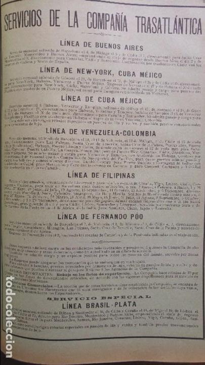Colecionismo de cartazes: SERVICIOS DE LA COMPA&Ntilde;IA TRASATLANTICA VAPORES BARCELONA LINEAS NAVEGACION 2 HOJAS A&Ntilde;O 1914