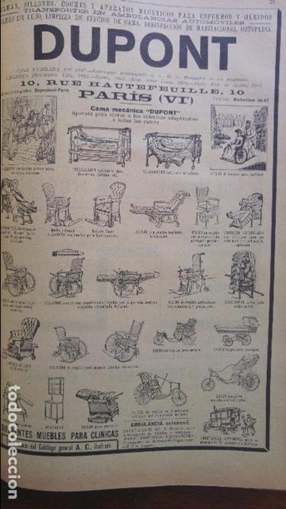Sammeln von Plakaten: DUPONT CAMAS SILLONES COCHES Y APARATOS MECANICOS PARA ENFERMOS Y HERIDOS HOJA A&Ntilde;O 1914
