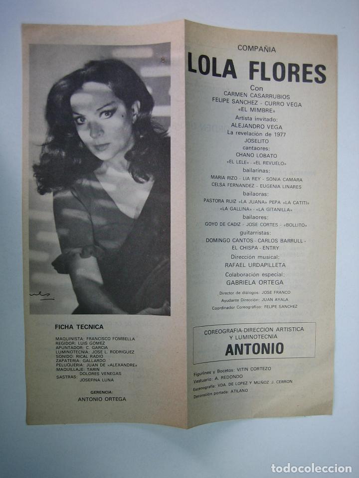 Coleccionismo de carteles: Antiguo Programa de cine o teatro. Lola Flores