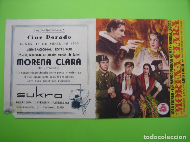 Coleccionismo de carteles: Programa de cine. Cine Dorado. Morena Clara. Lola Flores