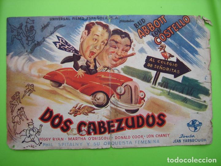 Coleccionismo de carteles: Programa de cine. Dos cabezudos - Foto 1