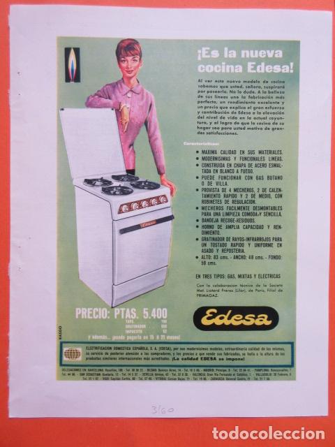 Coleccionismo de carteles: PUBLICIDAD 1960 - colecci&oacute;n ELECRONICA - COCINA EDESA 5400 PESETAS
