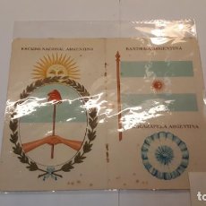 Coleccionismo de carteles: FOLLETO DE MANO ARGENTINA, ESCUDO, BANDERA, MAPA E HIMNO.. Lote 133039054