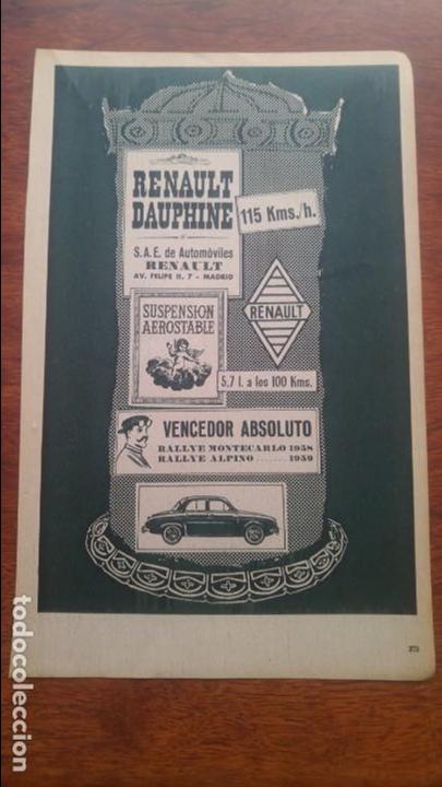 Sammeln von Plakaten: RENAULT DAUPHINE HOJA REVISTA A&Ntilde;O 1960