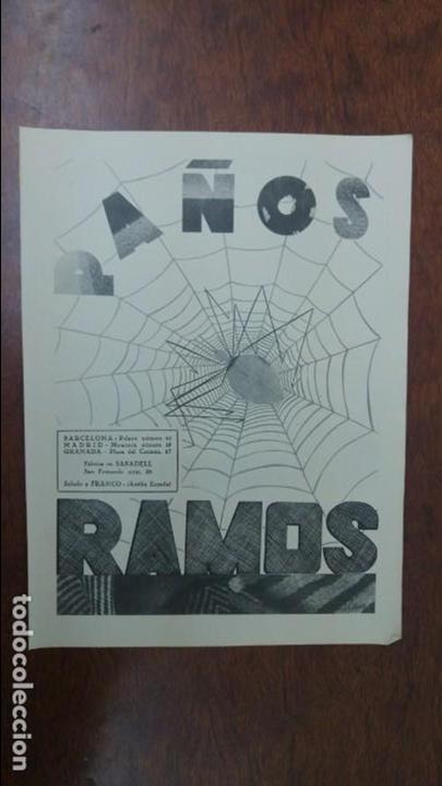 Sammeln von Plakaten: PA&Ntilde;OS RAMOS FABRICA EN SABADELL MEDIDAS 26 X 35 HOJA A&Ntilde;O 1939