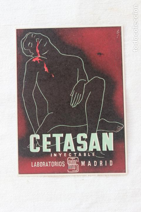 Coleccionismo de carteles: CARTEL PUBLICIDAD CETASAN INYECTABLE, LABORATORIOS SANTOS MADRID A&Ntilde;OS 60