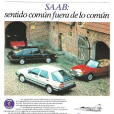 Coleccionismo de carteles: 1987 HOJA REVISTA PUBLICIDAD ANUNCIO AUTOMÓVILES SAAB 900