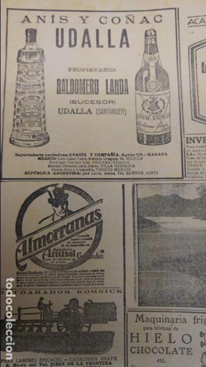 Colecionismo de cartazes: ANIS Y CO&Ntilde;AC UDALLA BALDOMERO LANDA SANTANDER HOJA REVISTA A&Ntilde;O 1922