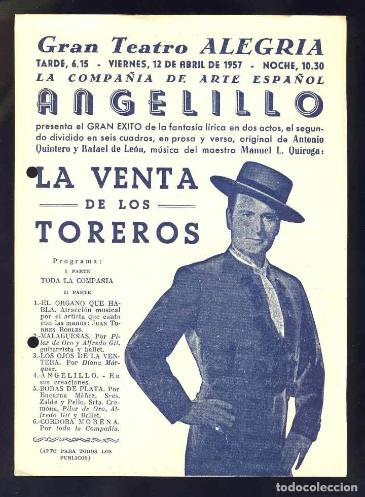 Coleccionismo de carteles: Programa de teatro lirico: La Venta de los Toreros. 1957 - Foto 1