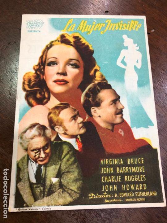 Poster collecting: PROGRAMA DE CINE LA MUJER INVISIBLE - CINE GADES CADIZ A&Ntilde;O 1943 - MEDIDA 16X11.5 CM