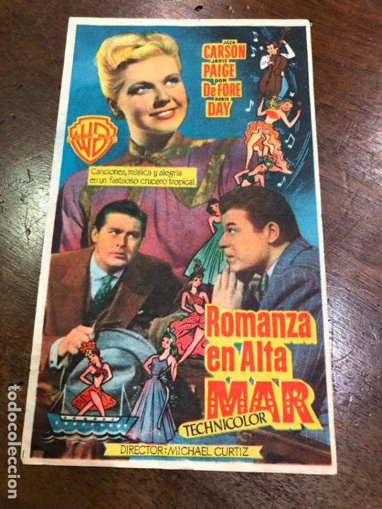 Poster collecting: PROGRAMA DE CINE ROMANZA EN ALTA MAR - TEATRO COMICO - MEDIDA 17X10 CM