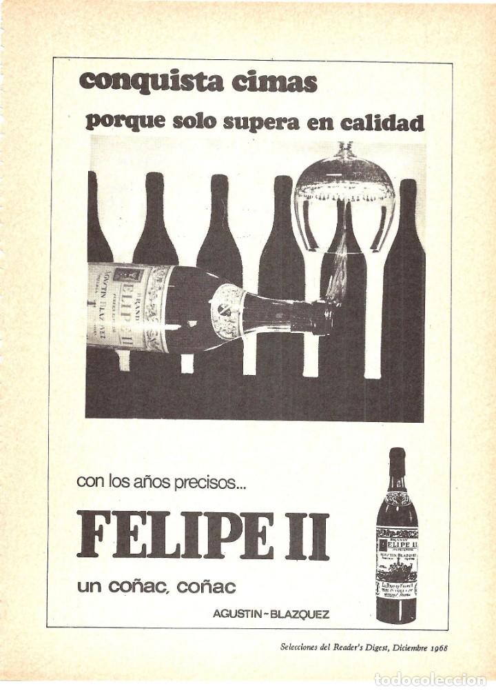 Coleccionismo de carteles: PUBLICIDAD 1968 HOJA REVISTA ANUNCIO CO&Ntilde;AC BRANDY FELIPE II DE AGUST&Iacute;N-BL&Aacute;ZQUEZ