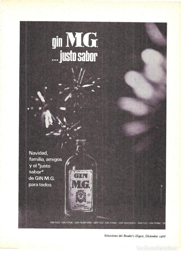 Coleccionismo de carteles: PUBLICIDAD 1968 HOJA REVISTA ANUNCIO GINEBRA GIN MG