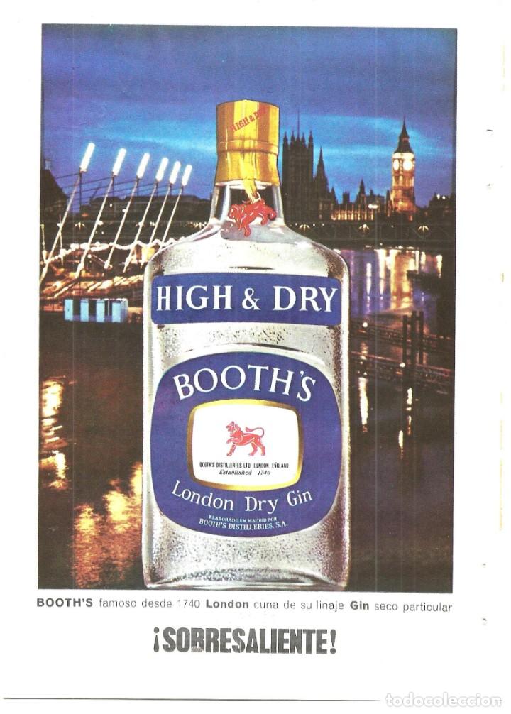 Coleccionismo de carteles: PUBLICIDAD 1967 HOJA REVISTA ANUNCIO GINEBRA GIN BOOTH'S