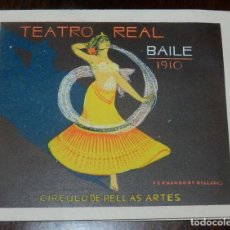 Coleccionismo de carteles: CIRCULO DE BELLAS ARTES DE MADRID, TEATRO REAL BAILE 1910, PROGRAMA CARNAVAL, MIDE ABIERTO 18,8 X 8 . Lote 147843706