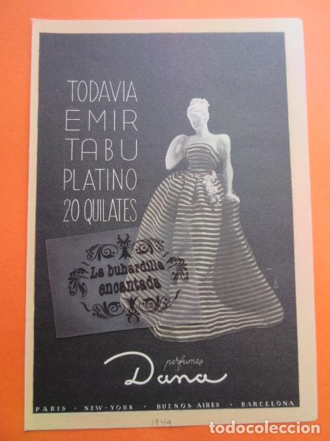 Collectionnisme d'affiches: PUBLICIDAD 1947 - COLECCION PERFUMES - DANA EMIR TABU - TRASERA CARBON PARA COCINAS ESTARTUS