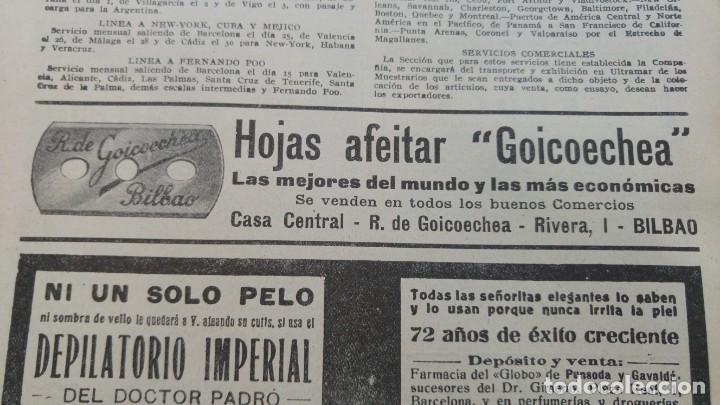 Colecionismo de cartazes: HOJAS AFEITAR GOICOECHEA BILBAO -COMPA&Ntilde;IA TRASATLANTICA SERVICIOS DIRECTOS HOJA REVISTA A&Ntilde;O 1928