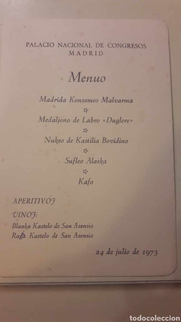 Coleccionismo de carteles: 1973 Men&uacute; Palacio nacional de Cogresos - Foto 1