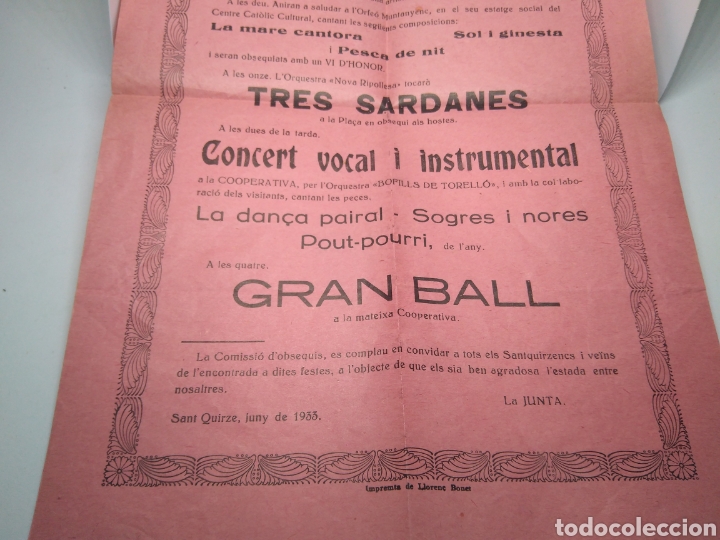 Coleccionismo de carteles: Sant Quirze Programa de festes de 1933 c6 - Foto 3