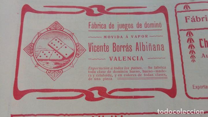 Collectionnisme d'affiches: FABRICA DE JUEGOS DE DOMINO MOVIDA A VAPOR VICENTE BORRAS ALBI&Ntilde;ANA VALENCIA HOJA A&Ntilde;O 1905.