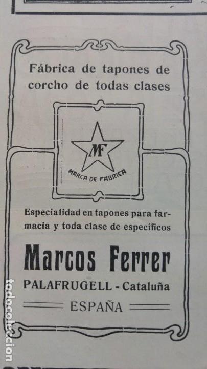 Colecionismo de cartazes: FABRICA DE TAPONES DE CORCHO MARCOS FERRER PALAFRUGELL HOJA A&Ntilde;O 1906