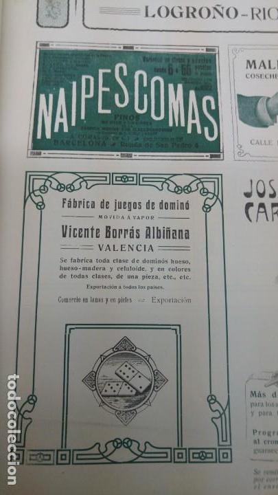 Colecionismo de cartazes: FABRICA DE JUEGOS DE DOMINO MOVIDA A VAPOR VICENTE BORRAS ALBI&Ntilde;ANA VALENCIA HOJA A&Ntilde;O 1907