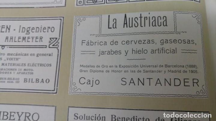 Colecionismo de cartazes: FABRICA DE CERVEZAS GASEOSAS JARABES Y HIELO ARTIFICIAL CAJO SANTANDER HOJA A&Ntilde;O 1907