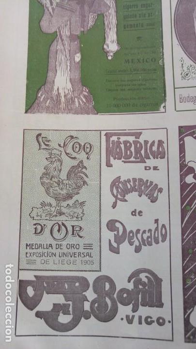Collezionismo di affissi: FABRICA DE CONSERVAS DE PESCADO J.BOFILL VIGO LE COQ D'OR HOJA A&Ntilde;O 1907