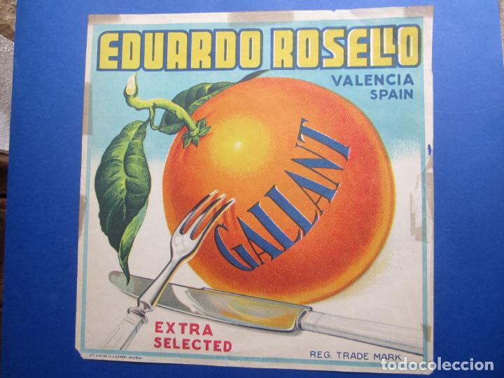 Coleccionismo de carteles: cartel propaganda de naranjas GALLANT , eduardo rosello , valencia
