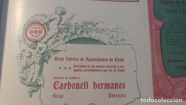 Coleccionismo de carteles: GRAN FABRICA DE AGUARDIENTES DE CA&Ntilde;A CARBONELL HERMANOS GRAO VALENCIA HOJA A&Ntilde;O 1904