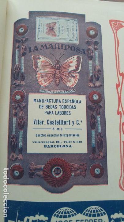 Colecionismo de cartazes: MANUFACTURA ESPA&Ntilde;OLA DE SEDAS TORCIDAS PARA LABORES -LA MARIPOSA-VILAR CASTELLTORT BARNA HOJA 1920