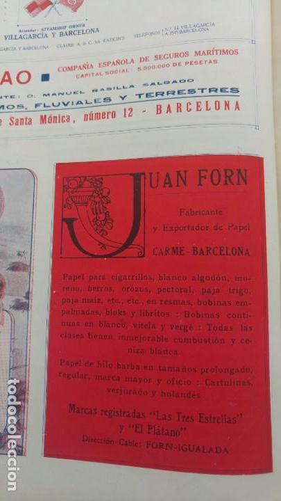Colecionismo de cartazes: FABRICANTE Y EXPORTADOR DE PAPEL JUAN FORN MARCAS -LAS 3 ESTRELLAS- EL PLATANO- IGUALADA HOJA 1920