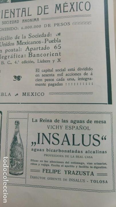 Collezionismo di affissi: AGUA DE MESA INSALUS VICHY ESPA&Ntilde;OL AGUAS BICARBONATAS FELIPE YRAZUSTA TOLOSA HOJA A&Ntilde;O 1907