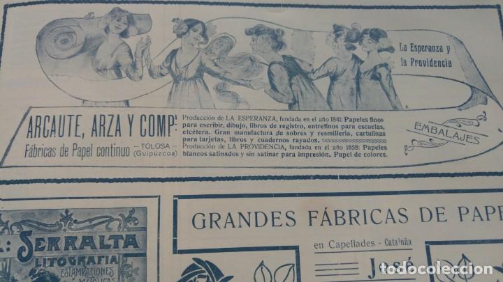 Colecionismo de cartazes: FABRICAS DE PAPEL CONTINUO LA ESPERANZA Y LA PROVIDENCIA ARCAUTE ARZA Y C&ordf; TOLOSA HOJA A&Ntilde;O 1906