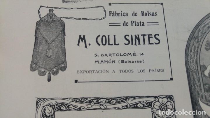 Collezionismo di affissi: FABRICA BOLSA PLATA M.COLL SINTES MAHON MENORCA/ L.A.SEDO FABRICA HILADOS BARCELONA HOJA A&Ntilde;O 1920