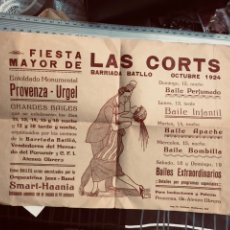 Coleccionismo de carteles: CARTEL PUBLICITARIO FIESTA MAYOR DE LAS CORTES OCTUBRE 1924( VER LAS FOTOS). Lote 165801414