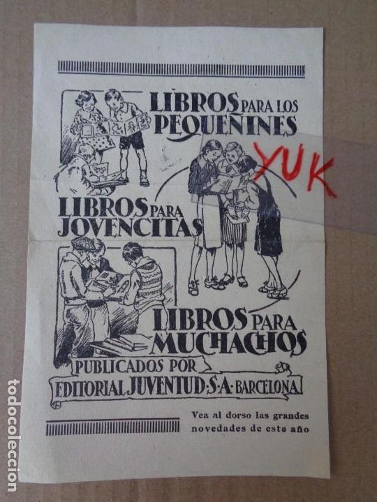 Coleccionismo de carteles: PEQUE&Ntilde;A HOJA DE PUBLICIDAD DE LIBROS INFANTILES DE EDITORIAL JUVENTUD DE LA NAVIDAD DE 1935