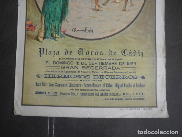Coleccionismo de carteles: Cartel de toros 1929 - Foto 4
