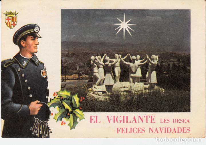 Coleccionismo de carteles: EL VIGILANTE LES DESEA FELICES NAVIDADES - BARCELONA A&Ntilde;O 1966- AL DORSO CANCIONES NAVIDE&Ntilde;AS