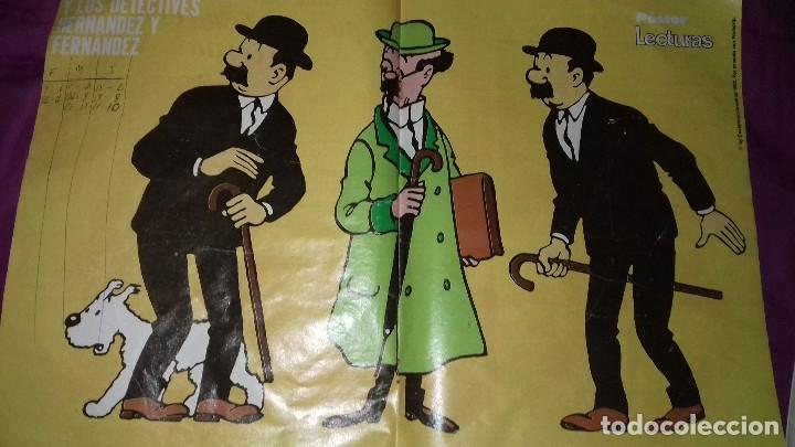 Coleccionismo de carteles: antiguo poster de tintin de revista lecturas.escrituras.a&ntilde;os 70