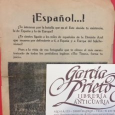 Coleccionismo de carteles: PROPAGANDA. MILES DE ESPAÑOLES DE LA DIVISION AZUL
